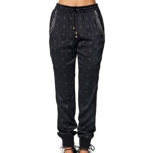 Drawstring Pant With Ribbing in Black